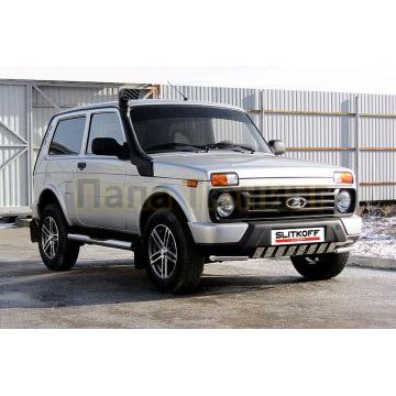 Защита переднего бампера d42 с декоративными элементами Lada Niva 4x4 Urban 3D 2014-