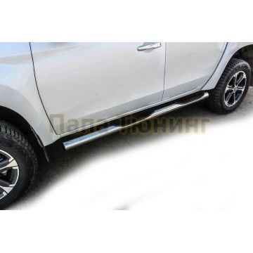 Защита порогов d76 с проступями Mitsubishi L-200 2018-