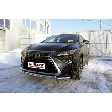 Защита переднего бампера d57+d42 двойная Lexus RX-350 IV поколение 2015-2019