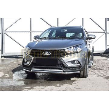 Защита переднего бампера d42 + d42 двойная Lada VESTA SW CROSS 2015- Защита переднего бампера d42 + d42 двойная Lada VESTA SW CROSS 2015-