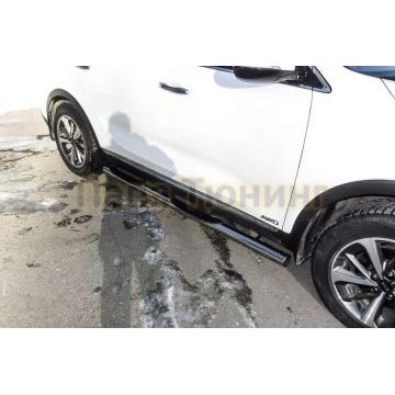 Защита порогов D76 с проступями Kia SORENTO Prime 2017-2020