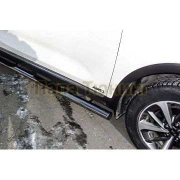 Защита порогов D76 с проступями Kia SORENTO Prime 2017-2020