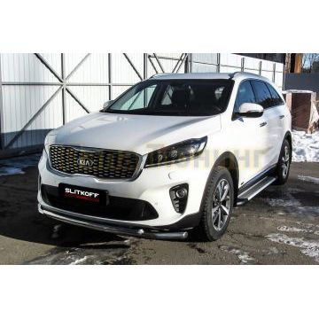 Защита переднего бампера D57+D42 двойная Kia SORENTO Prime 2017-2020