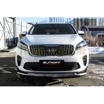 Защита переднего бампера D57+D42 двойная Kia SORENTO Prime 2017-2020