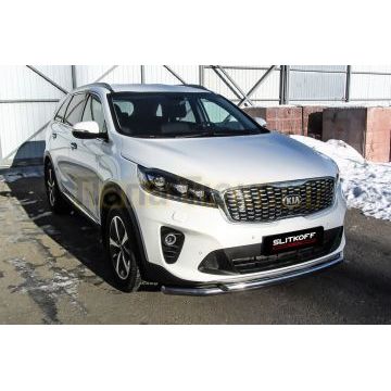 Защита переднего бампера D57+D42 двойная Kia SORENTO Prime 2017-2020
