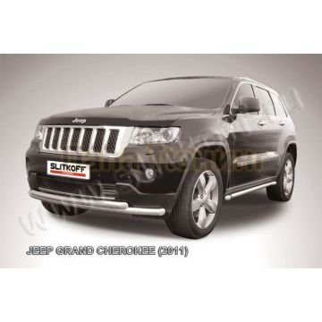 Защита переднего бампера d57+d57 двойная радиусная Jeep Grand Cherokee 2010-2013