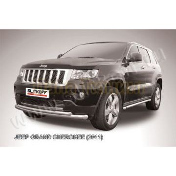 Защита переднего бампера d76+d57 двойная радиусная Jeep Grand Cherokee 2010-2013