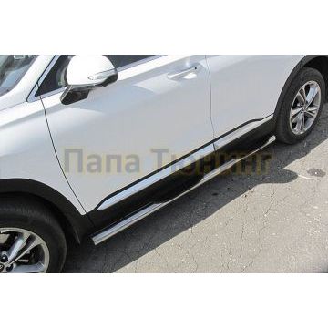 Защита порогов d76 с проступями Hyundai SANTA-FE 2018-2021 Защита порогов d76 с проступями Hyundai SANTA-FE 2018-2021