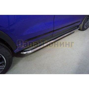 Пороги с площадкой (нерж. лист) 75х42 мм ТСС для Exeed LX 1.5L Turbo 2WD 2022-