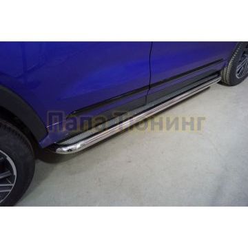 Пороги с площадкой (нерж. лист) 60,3 мм ТСС для Exeed LX 1.5L Turbo 2WD 2022-