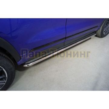 Пороги с площадкой (нерж. лист) 42,4 мм ТСС для Exeed LX 1.5L Turbo 2WD 2022-