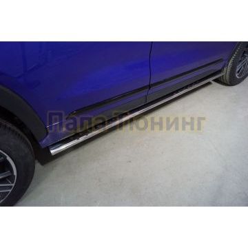 Пороги овальные с проступью 75х42 мм ТСС для Exeed LX 1.5L Turbo 2WD 2022-