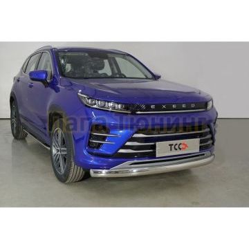 Защита передняя нижняя (овальная) 75х42 мм ТСС для Exeed LX 1.5L Turbo 2WD 2022-
