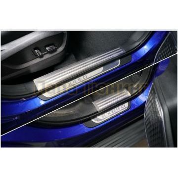Накладки на пластиковые пороги (лист шлифованный с полосой) 4шт ТСС для Exeed LX 1.5L Turbo 2WD 2022-