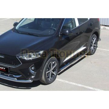 Защита порогов d76 с проступями Haval F7/F7X 2019-