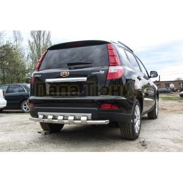 Защита заднего бампера d57 с декоративными элементами Geely Emgrand X7 2016-2019