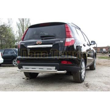 Защита заднего бампера d57+d42 двойная радиусная Geely Emgrand X7 2016-2019