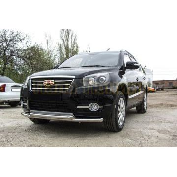 Защита переднего бампера d57+d57 двойная Geely Emgrand X7 2016-2019