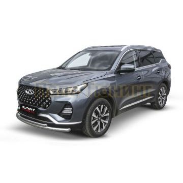 Защита переднего бампера d57+d42 двойная Chery TIGGO 7 PRO 2020-