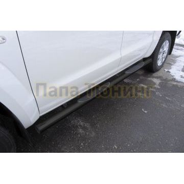 Защита порогов d76 с проступями черная Volkswagen AMAROK 2016-