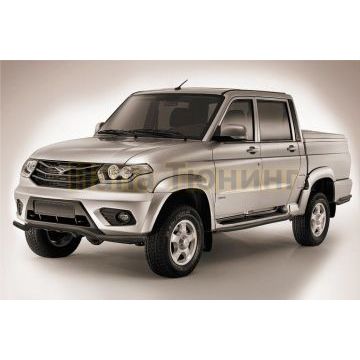 Защита переднего бампера d57 "волна" черная УАЗ Патриот Пикап 2014-