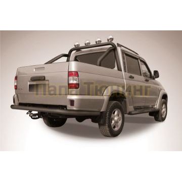 Защита заднего бампера d76 черная УАЗ Патриот Пикап 2014-