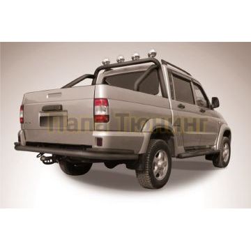 Защита заднего бампера d76+d42 двойная черная УАЗ Патриот Пикап 2014-
