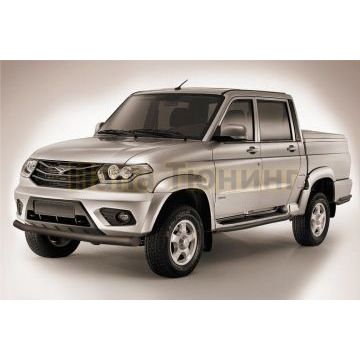 Защита переднего бампера d76 черная УАЗ Патриот Пикап 2014-