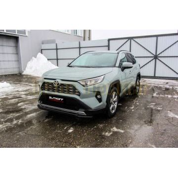 Защита переднего бампера D57+D42 двойная черная Toyota RAV-4 2018-