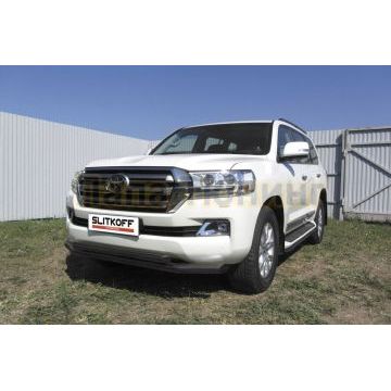 Защита переднего бампера d76+d57 двойная черная Toyota LAND CRUISER 200 2015-2021 Защита переднего бампера d76+d57 двойная черная Toyota LAND CRUISER 200 2015-2021