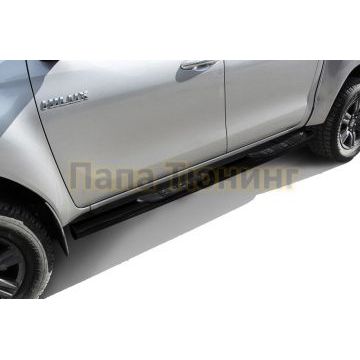 Защита порогов d76 с проступями черная Toyota HILUX 2020- Защита порогов d76 с проступями черная Toyota HILUX 2020-