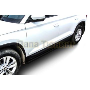Защита порогов D57 труба черная Skoda Kodiaq 2016-2021 Защита порогов D57 труба черная Skoda Kodiaq 2016-2021