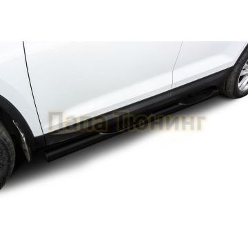 Защита порогов D76 с проступями черная Skoda Kodiaq 2016-2021 Защита порогов D76 с проступями черная Skoda Kodiaq 2016-2021