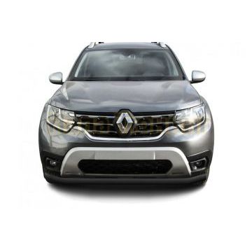 Защита переднего d57 бампера черная Renault Duster 2021-