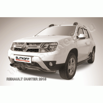 Защита переднего бампера d57 бампера "волна" черная Renault DUSTER 2015-2021