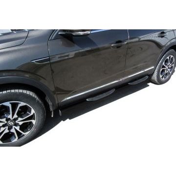 Защита порогов d76 с проступями черная Renault ARKANA 2019- Защита порогов d76 с проступями черная Renault ARKANA 2019-