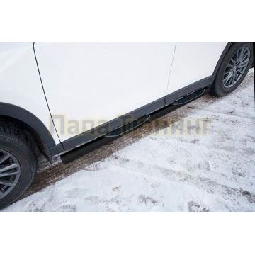 Защита порогов d76 с проступями черная Mazda CX-5 2017-