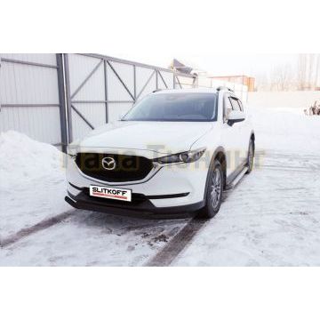 Защита переднего бампера d57+d42 двойная черная Mazda CX-5 2017-
