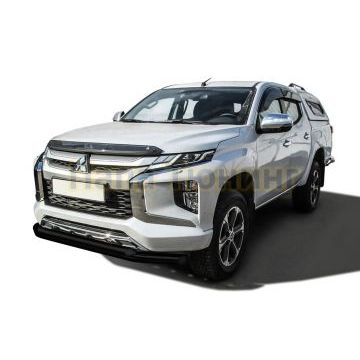 Защита переднего бампера d76+d57 двойная черная Mitsubishi L-200 2018- Защита переднего бампера d76+d57 двойная черная Mitsubishi L-200 2018-