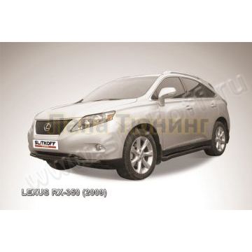 Защита переднего бампера d57+d57 двойная черная Lexus RX-350 2008-2012