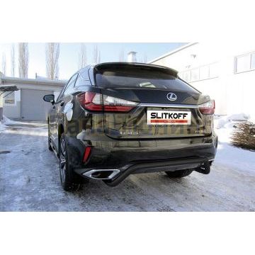 Защита заднего бампера d57 "скоба" черная Lexus RX-350 IV поколение 2015-2019
