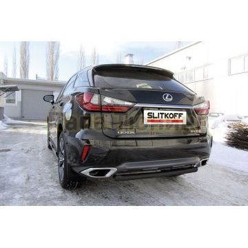 Защита заднего бампера d57 короткая черная Lexus RX-350 IV поколение 2015-2019