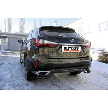 Защита заднего бампера d57 "волна" черная Lexus RX-350 IV поколение 2015-2019
