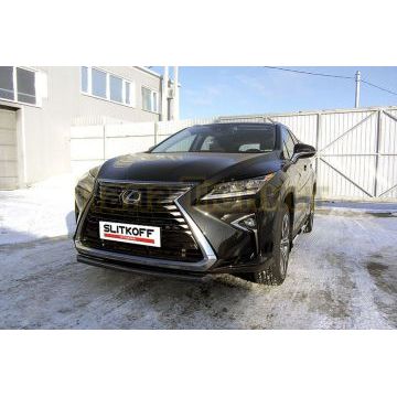 Защита переднего бампера d57 короткая черная Lexus RX-350 IV поколение 2015-2019
