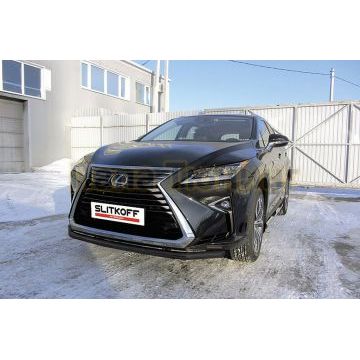 Защита переднего бампера d57 черная Lexus RX-350 IV поколение 2015-2019
