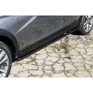 Защита порогов d42 труба черная Lada VESTA SW CROSS 2015- Защита порогов d42 труба черная Lada VESTA SW CROSS 2015-
