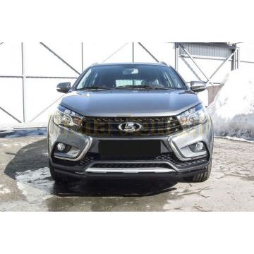 Защита переднего бампера d42 + d42 двойная черная Lada VESTA SW CROSS 2015- Защита переднего бампера d42 + d42 двойная черная Lada VESTA SW CROSS 2015-