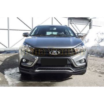 Защита переднего бампера d42 "волна" черная Lada VESTA SW CROSS 2015- Защита переднего бампера d42 "волна" черная Lada VESTA SW CROSS 2015-