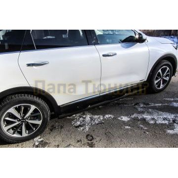 Защита порогов D76 с проступями черная Kia SORENTO Prime 2017-2020 Защита порогов D76 с проступями черная Kia SORENTO Prime 2017-2020