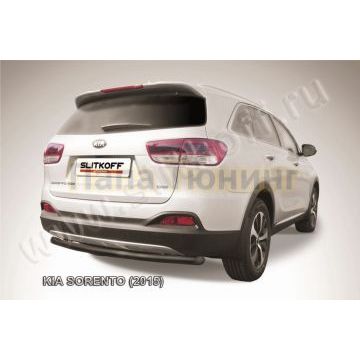 Защита заднего бампера d57 радиусная черная Kia SORENTO Prime 2014-2017